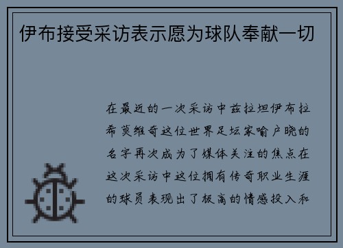 伊布接受采访表示愿为球队奉献一切